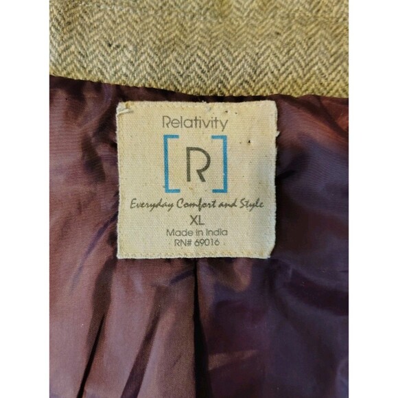 Relativity Vintage Wool Herringbone Peacoat Button Front Closure size XL womens - Picture 12 of 13
